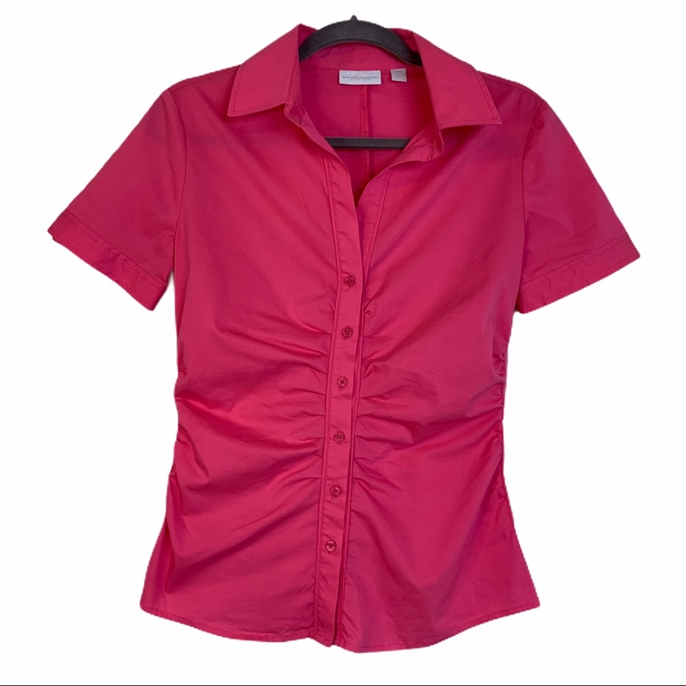 New York & Company Short Sleeve Button Down Blouse